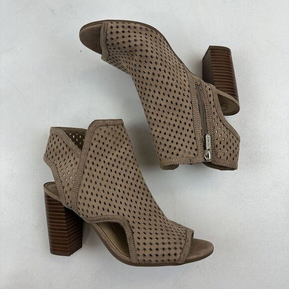 Circus by Sam Edelman Emerson Peep Toe Bootie Brown Block Heel Perforated 6.5M - Picture 6 of 9